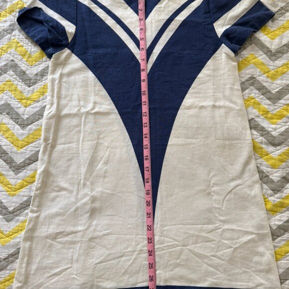 FARM Rio Knee Length Linen Blend Dress Blue White Medium (Fits like a Small) - Picture 9 of 9